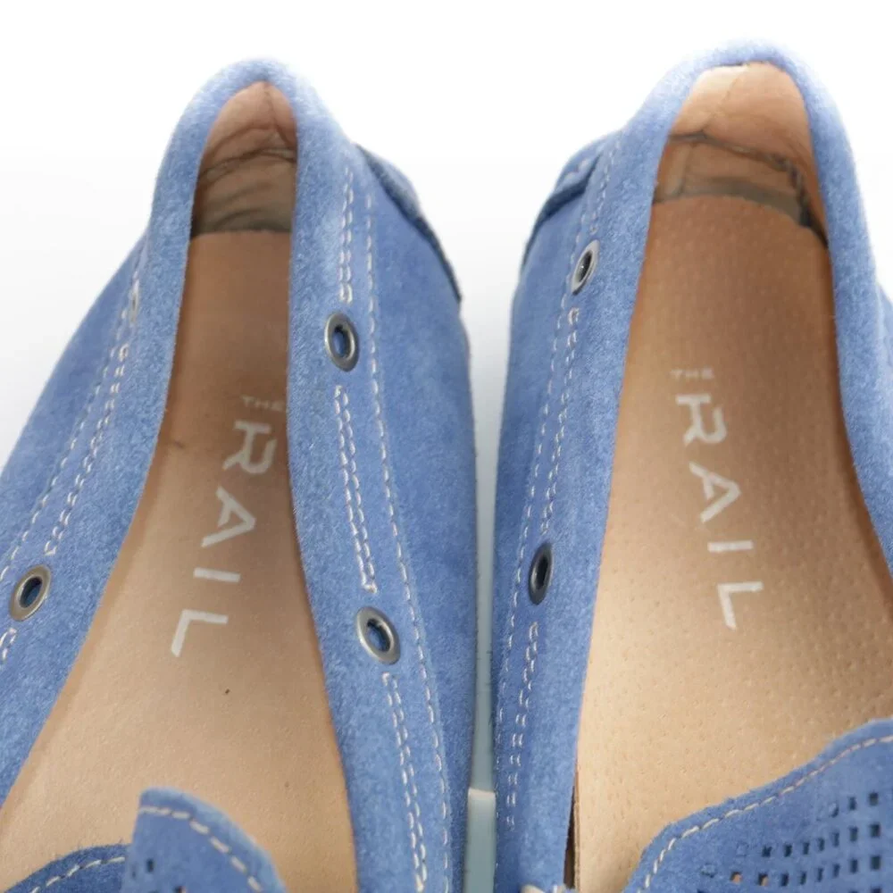 The Rail Mens Morgan Loafers Size 43 9 Blue Suede Moccasin Driving Slip On Shoes
